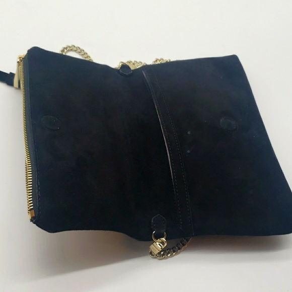 KAREN MILLEN SUEDE BAG WITH CHAIN STRA USED ITEM IN VERY GOOD CONDITION NO ODOR - Picture 4 of 6